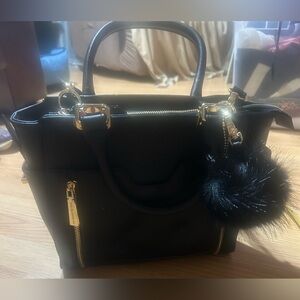 Big Buddha Black and Gold Handbag medium sized removable/adjustable straps. NWT